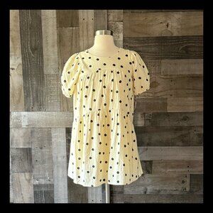 NWT! Cat & Jack cream black polka dot peasant dress girls large garden party